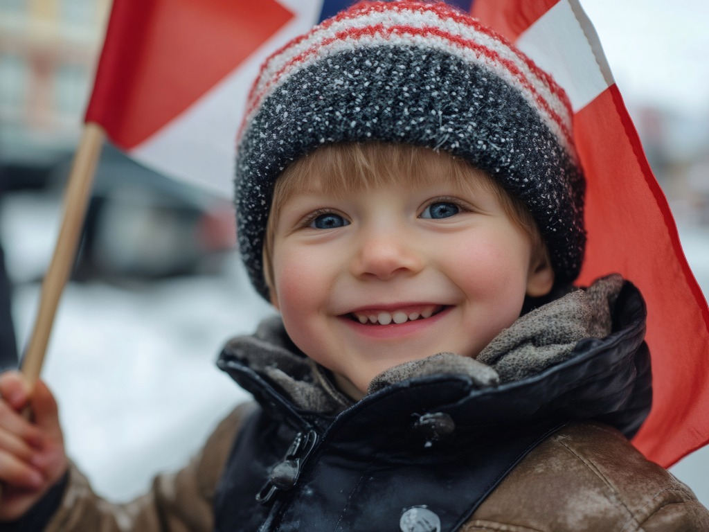 child holding a Danish flag
